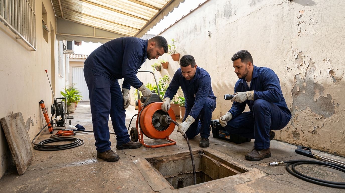 Desentupimento de esgoto com hidrojateamento em Olinda‑PE