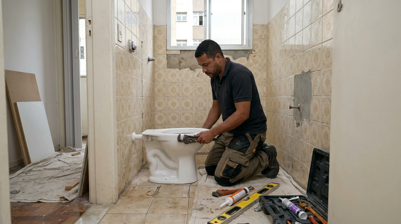 Instalação de vaso sanitário profissional em Olinda‑PE