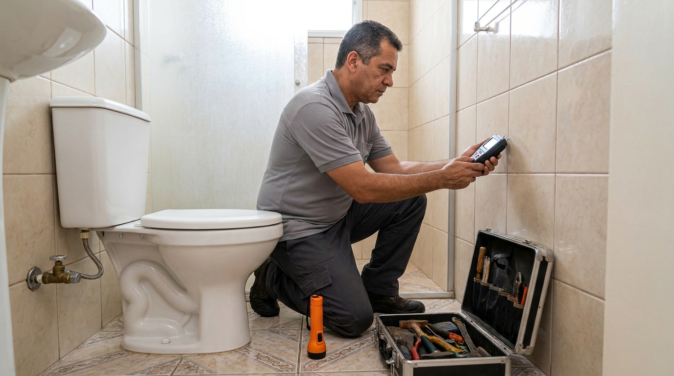 Técnico de caça vazamento com detector em Olinda‑PE