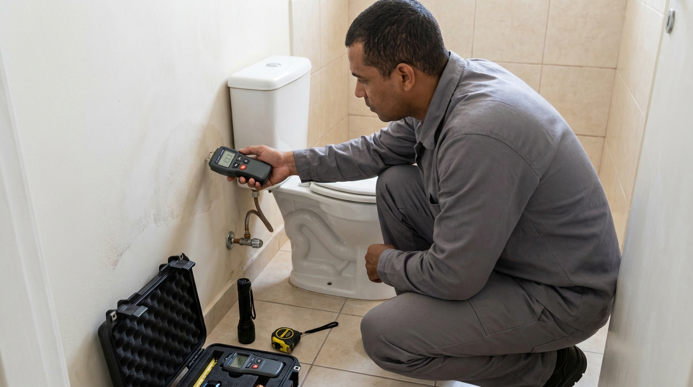 Técnico de caça vazamento em residência em Olinda‑PE